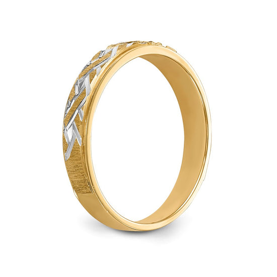 14k and Rhodium AA Quality .02 carat Diamond Trio Ladies Complete Wedding Band