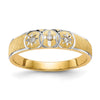 14k and Rhodium AA Quality .03 carat Diamond Trio Ladies Complete Wedding Band with Cross
