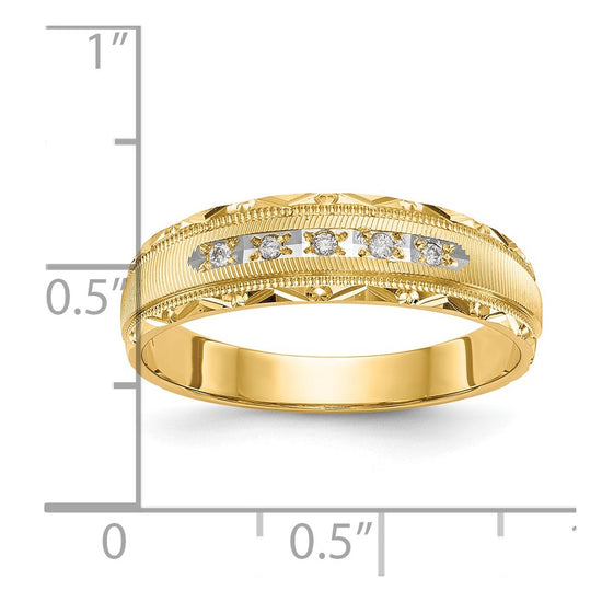 14k AA Quality 1/20 carat Diamond Trio Mens Complete Wedding Band