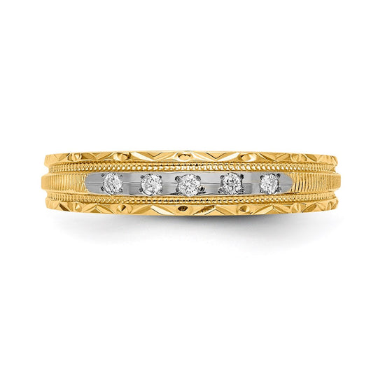14k AA Quality 1/20 carat Diamond Trio Ladies Complete Wedding Band