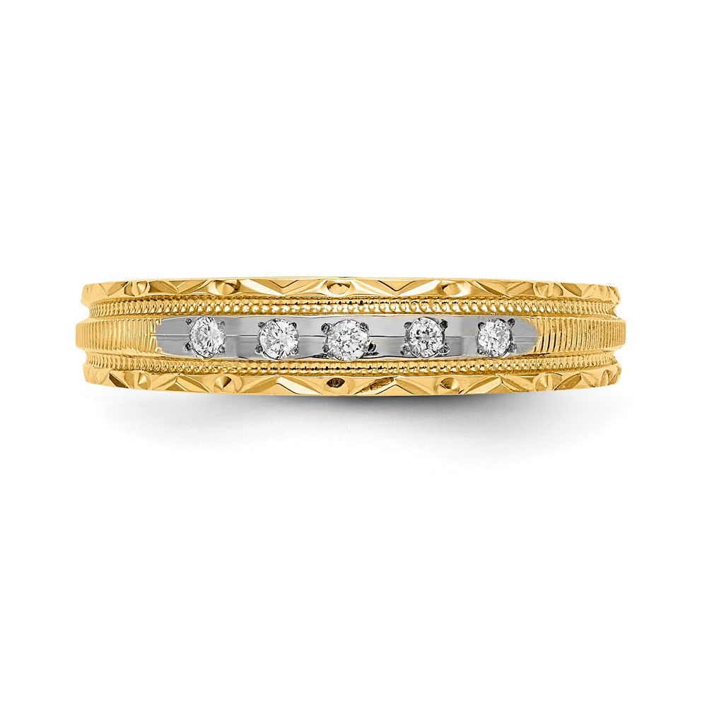 14k AA Quality 1/20 carat Diamond Trio Ladies Complete Wedding Band