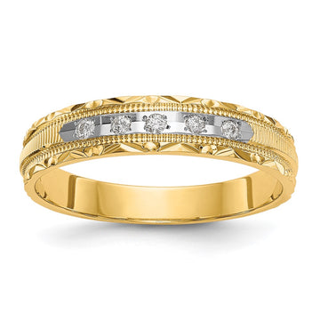 14k AA Quality 1/20 carat Diamond Trio Ladies Complete Wedding Band