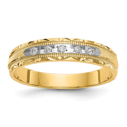 14k AA Quality 1/20 carat Diamond Trio Ladies Complete Wedding Band