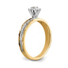 14k and Rhodium AA Quality 1/10 carat Diamond Trio Complete Engagement Ring