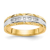14k and Rhodium AA Quality 1/20 carat Diamond Trio Mens Complete Wedding Band