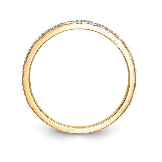 14k and Rhodium AA Quality 1/20 carat Diamond Trio Ladies Complete Wedding Band