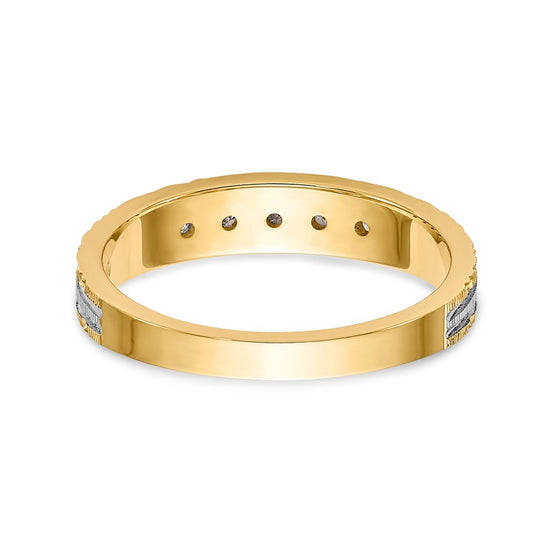 14k and Rhodium AA Quality 1/20 carat Diamond Trio Ladies Complete Wedding Band