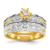 14k and Rhodium AA Quality 1/10 carat Diamond Trio Complete Engagement Ring