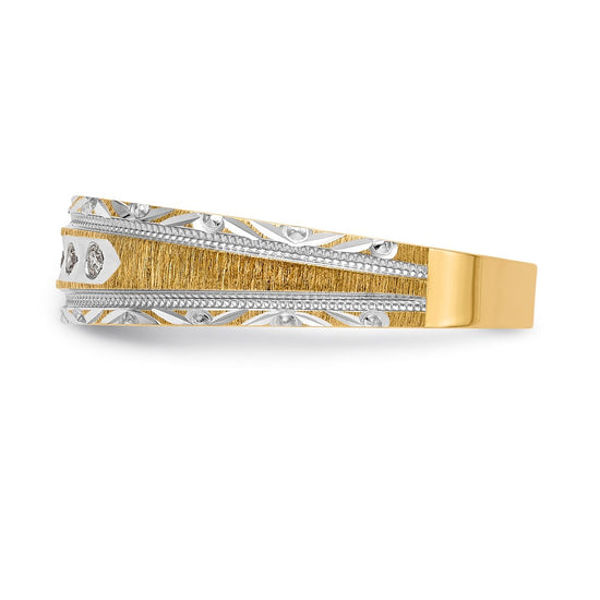 14k and Rhodium AA Quality 1/20 carat Diamond Trio Mens Complete Wedding Band