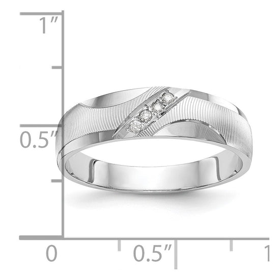 14k White Gold AA Quality 1/20 carat Diamond Trio Mens Complete Wedding Band