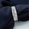 14k White Gold AA Quality 1/20 carat Diamond Trio Mens Complete Wedding Band