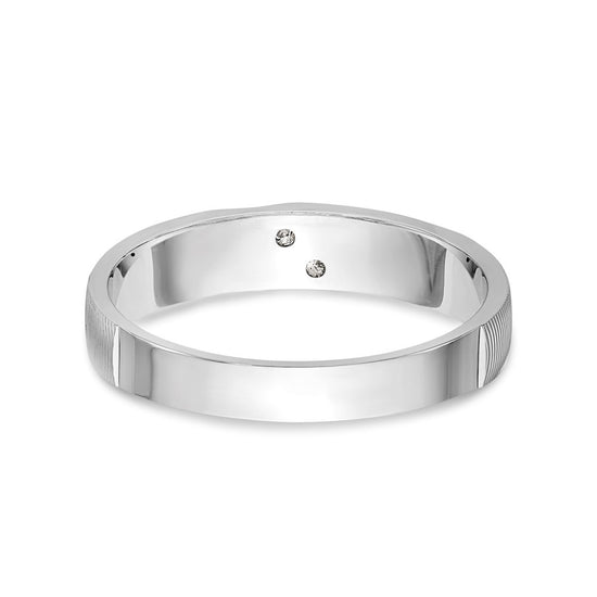 14k White Gold AA Quality .02 carat Diamond Trio Ladies Complete Wedding Band