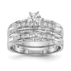 14k White Gold AA Quality 1/8 carat Diamond Trio Complete Engagement Ring