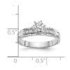 14k White Gold AA Quality 1/8 carat Diamond Trio Complete Engagement Ring