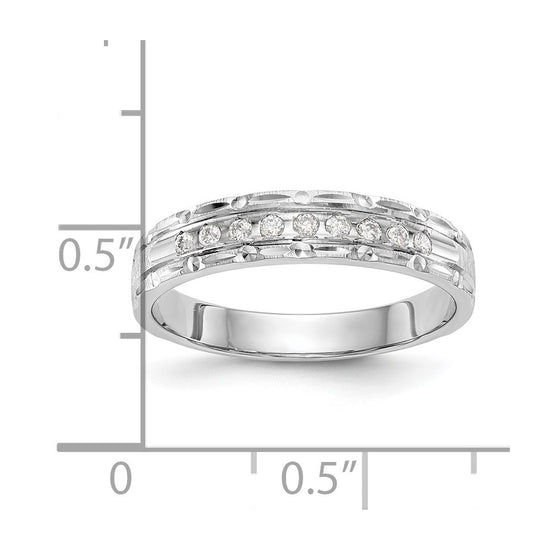 14k White Gold AA Quality 1/10 carat Diamond Trio Ladies Complete Wedding Band