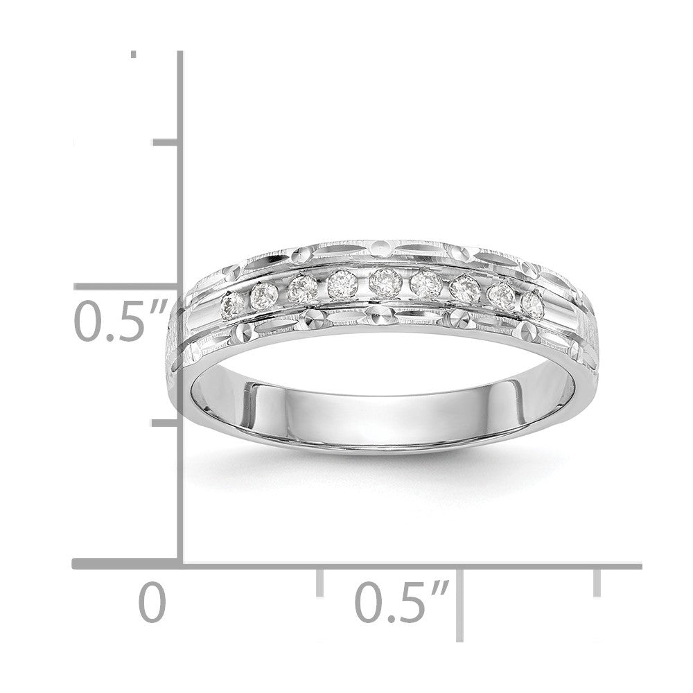 14k White Gold AA Quality 1/10 carat Diamond Trio Ladies Complete Wedding Band