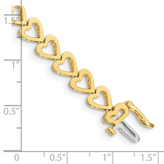 14k Holds 25 Stones up to 2.75mm Heart-Shaped Add-a-Diamond 7 inch Bracelet