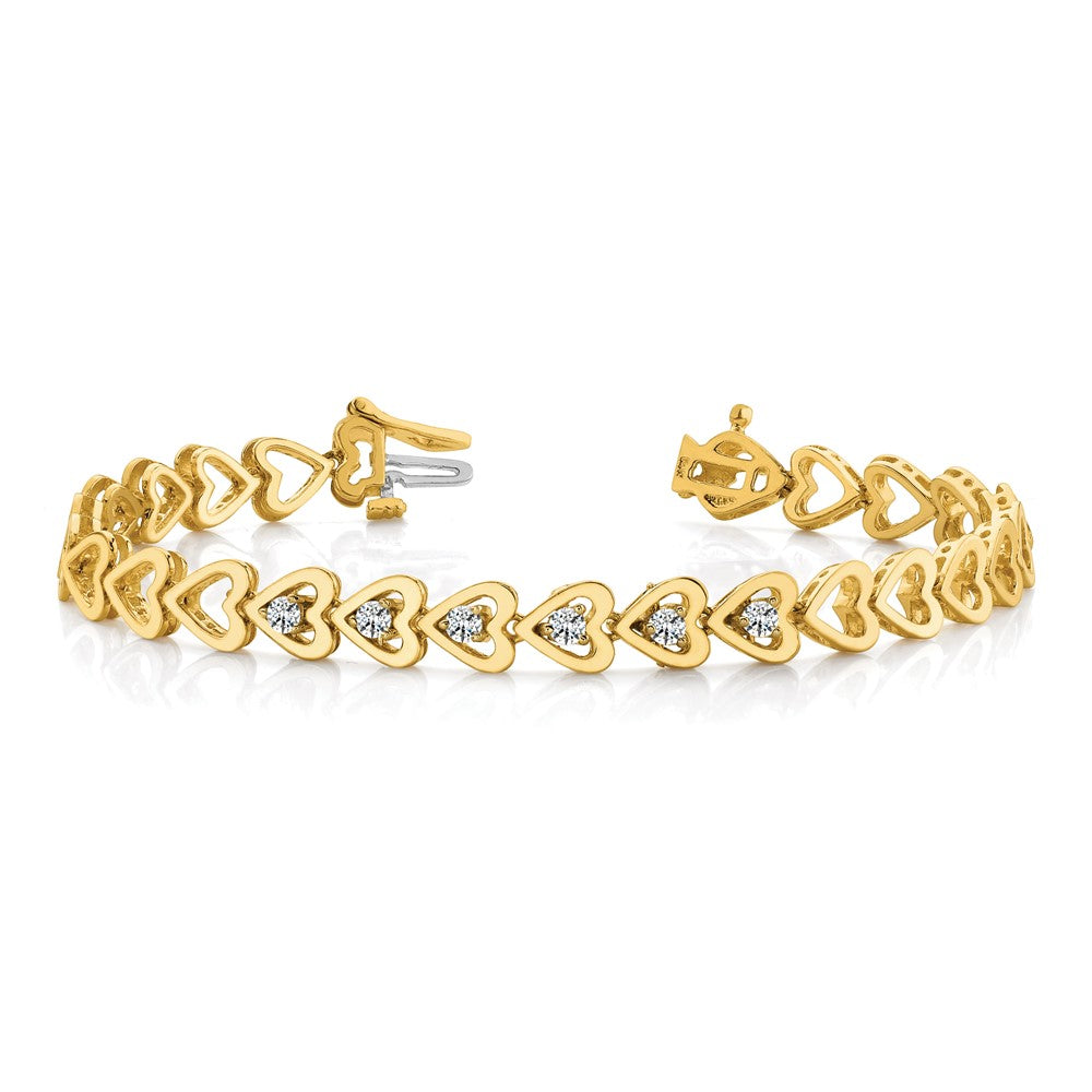 14k Holds 25 Stones up to 2.75mm Heart-Shaped Add-a-Diamond 7 inch Bracelet