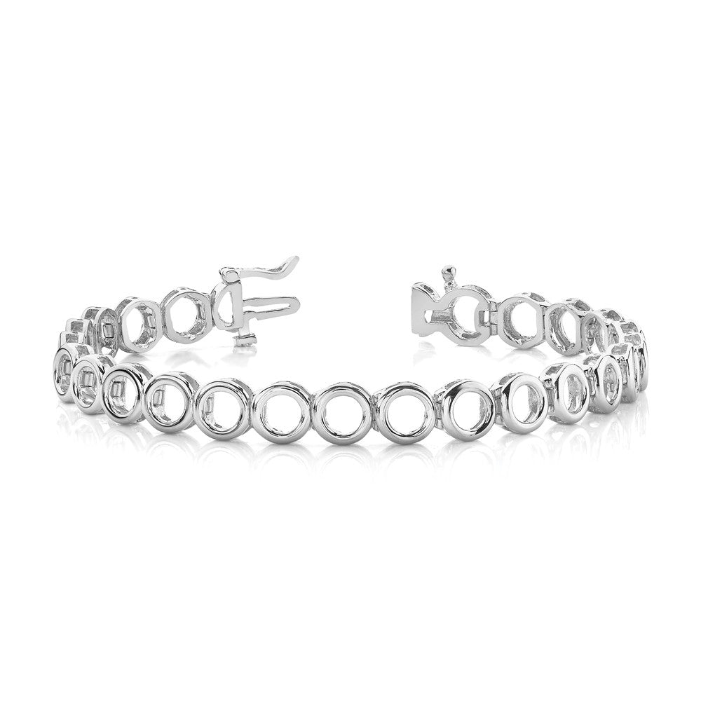14k White Gold Holds 24 Stones up to 2.75mm Circle Add-a-Diamond 7 inch Tennis Bracelet
