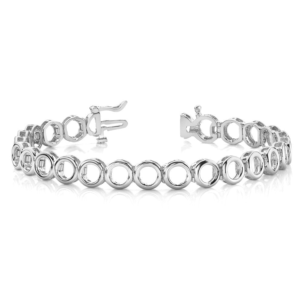 14k White Gold Holds 22 Stones up to 3.25mm Circle Add-a-Diamond 7 inch Tennis Bracelet