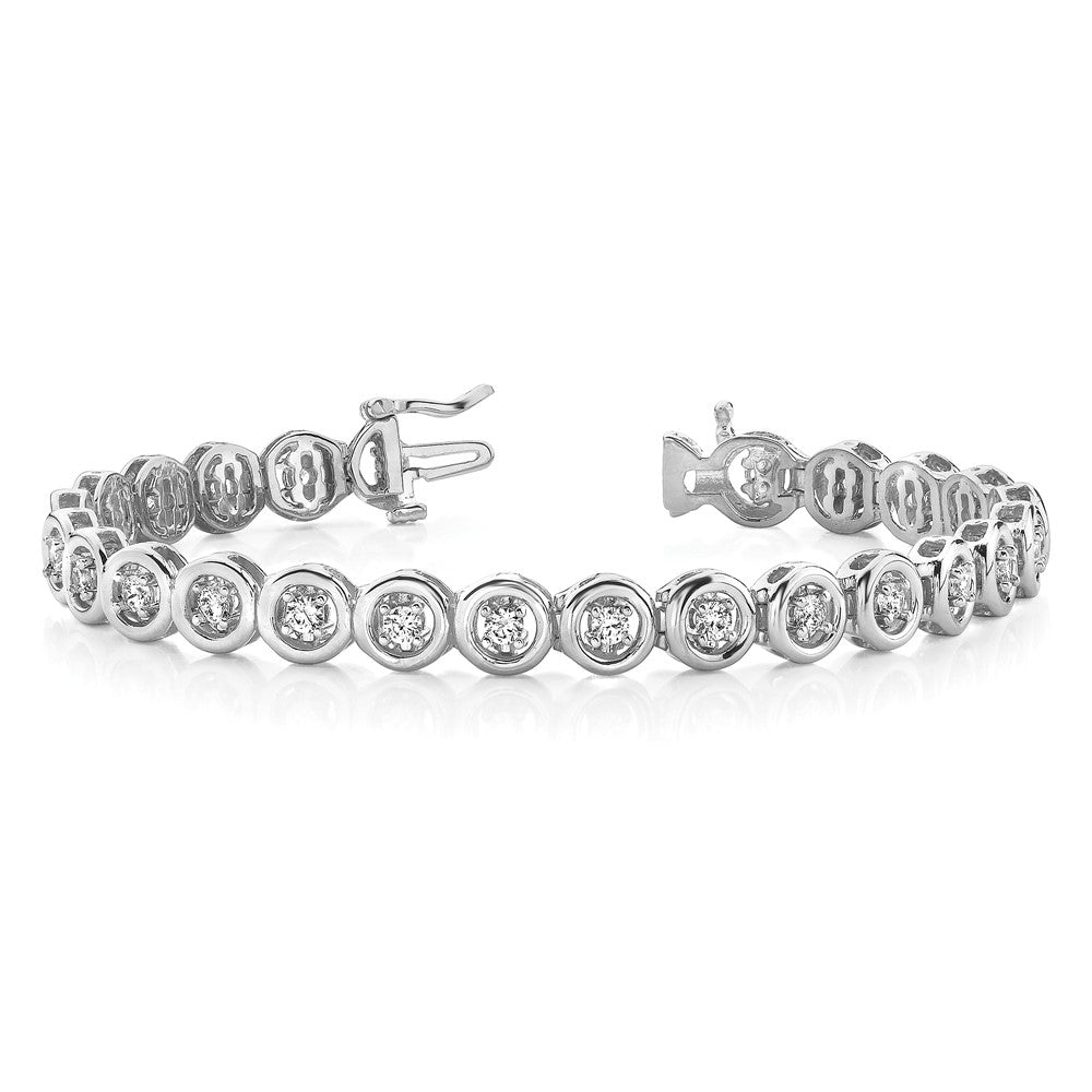 14k White Gold Holds 22 Stones up to 3.25mm Circle Add-a-Diamond 7 inch Tennis Bracelet
