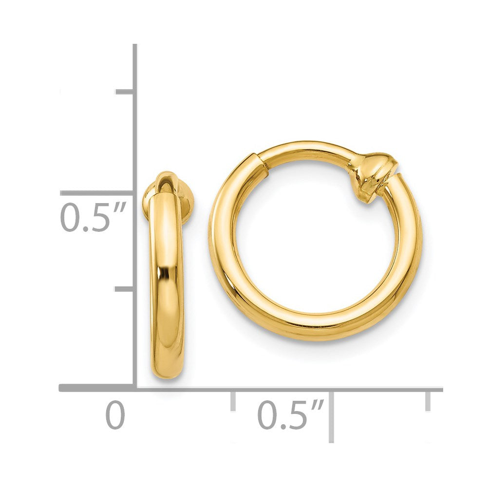 Gold Non-pierced Tube Hoop Earrings