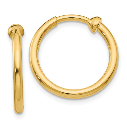Gold Non-pierced Tube Hoop Earrings