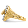 14k Two-tone1/6 carat VS Diamond Horseshoe with Horse in Center Mens Ring