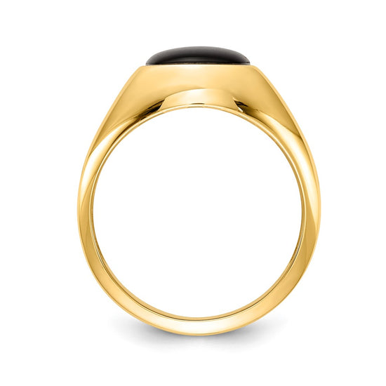 14k Cushion Onyx and VS Diamond Mens Ring