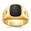 14k Cushion Onyx and A Diamond Mens Ring