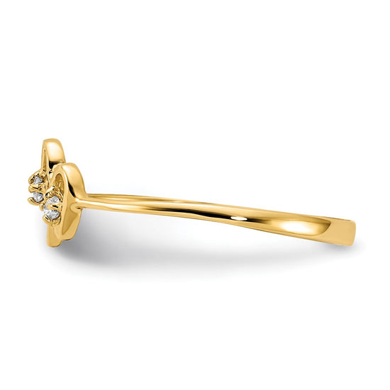 Gold Polished Diamond Heart Rings