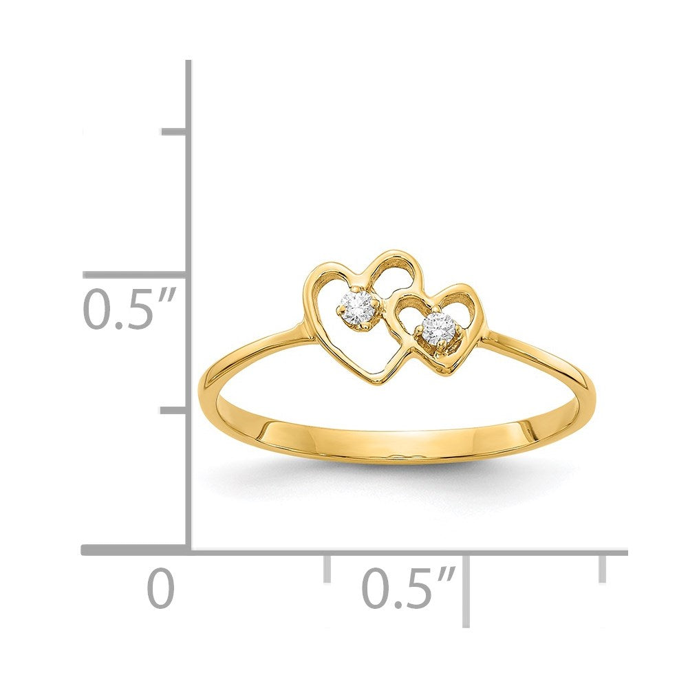 Gold Polished Diamond Heart Rings