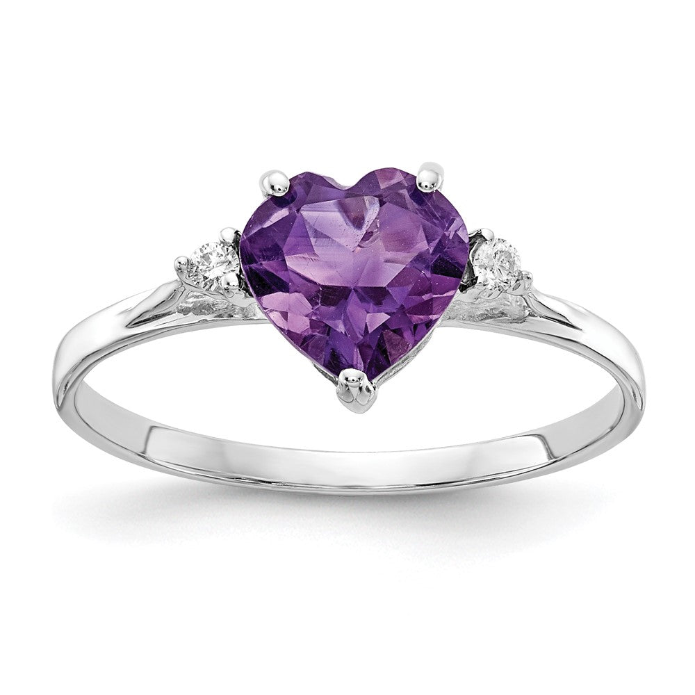 7mm Heart Gemstone & Diamond Rings