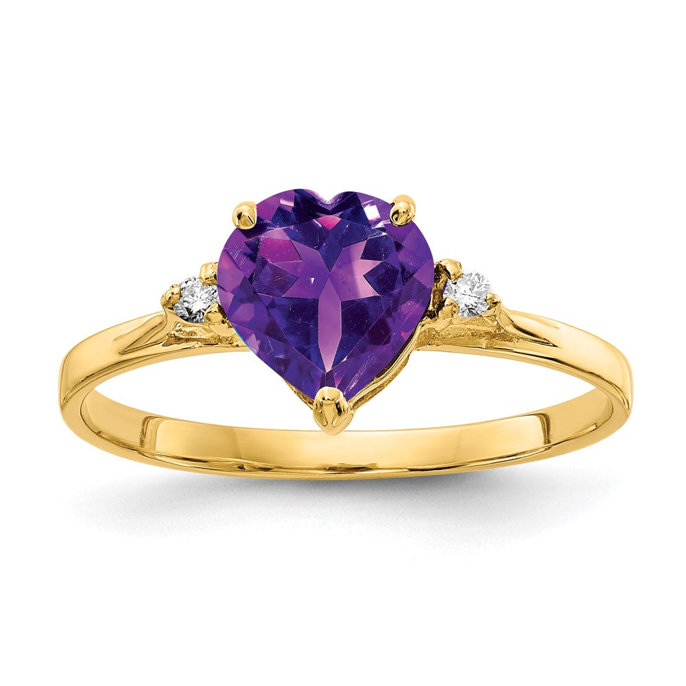7mm Heart Gemstone & Diamond Rings