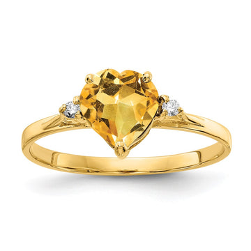 7mm Heart Gemstone & Diamond Rings