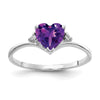 14k White Gold Heart Gemstone & Diamond rings