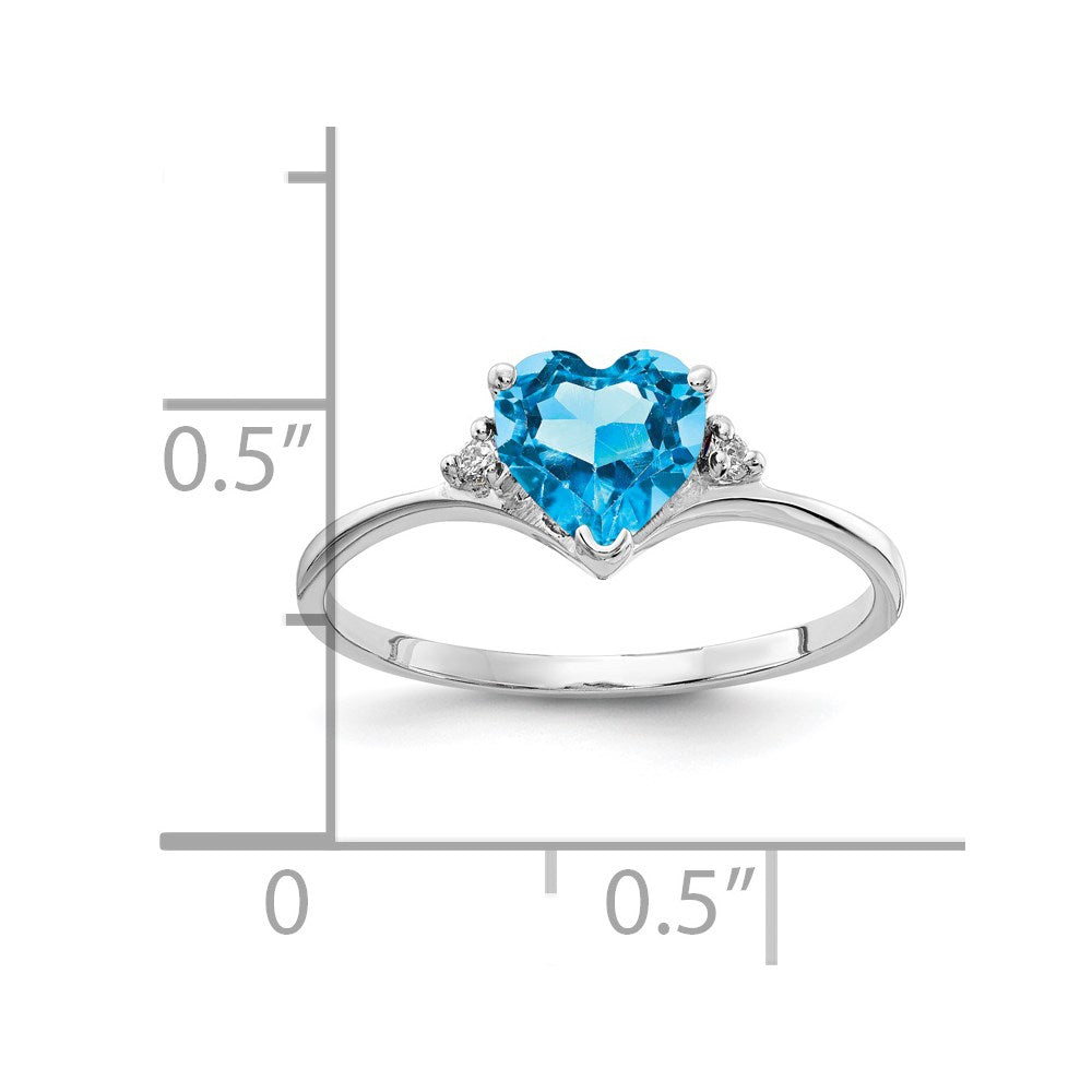 14k White Gold Heart Gemstone & Diamond rings