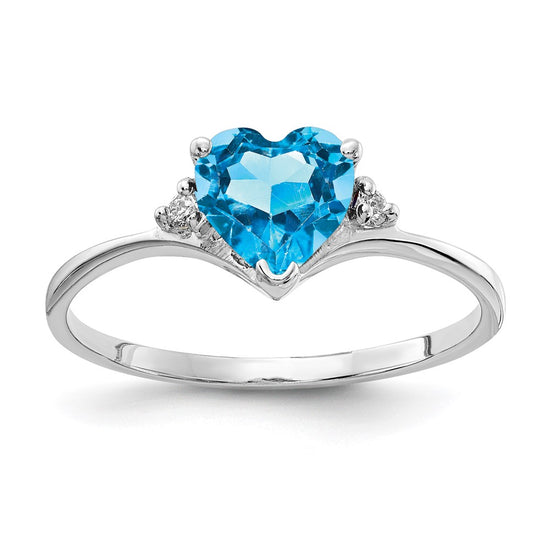 14k White Gold Heart Gemstone & Diamond rings