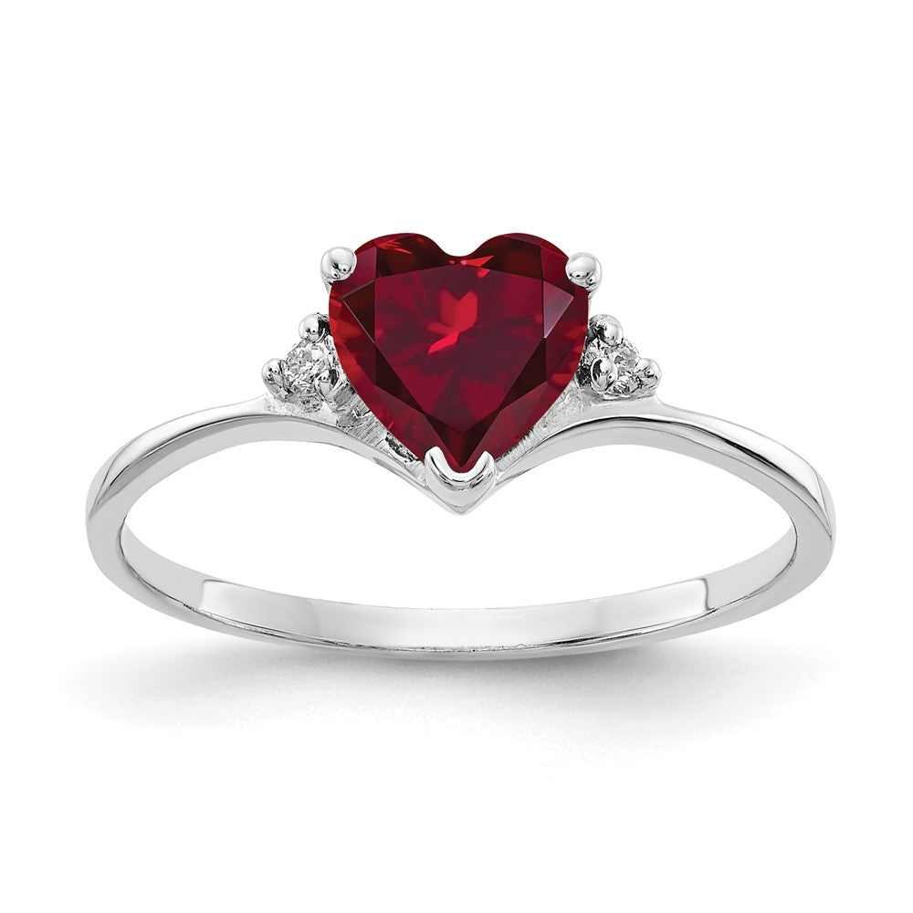 14k White Gold Heart Gemstone & Diamond rings