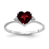 14k White Gold Heart Gemstone & Diamond rings