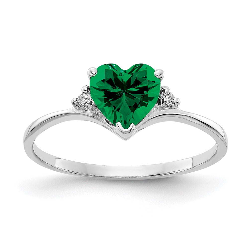 14k White Gold Heart Gemstone & Diamond rings