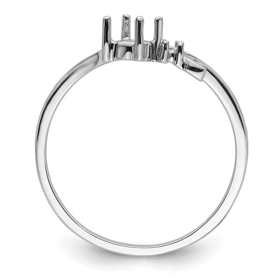 14k White Gold Polished .01ct. Diamond & 4mm Round Gemstone Ring Mounting