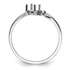 14k White Gold Polished .01ct. Diamond & 4mm Round Gemstone Ring Mounting