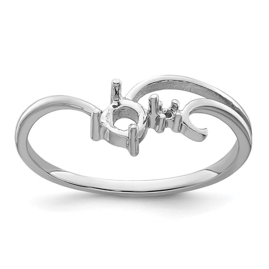 14k White Gold Polished .01ct. Diamond & 4mm Round Gemstone Ring Mounting