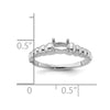 14k White Gold Polished 5x3 Oval Gemstone Ring Mounting