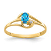 14k 5x3mm Oval Blue Topaz and AA Diamond Ring