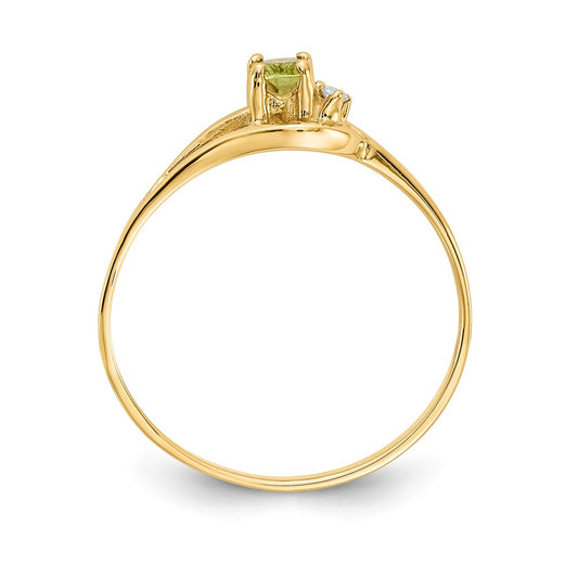 14k 5x3mm Oval Peridot and AA Diamond Ring