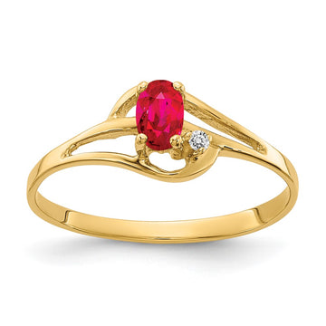 14k 5x3mm Oval Ruby and AA Diamond Ring