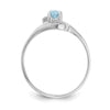 14k White Gold 5x3mm Oval Blue Topaz and AA Diamond Ring