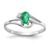14k White Gold 5x3mm Oval Emerald and A Diamond Ring